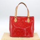 LOUIS VUITTON Monogram Vernis Houston Hand Bag Rouge M91092 LV Auth 161103-12