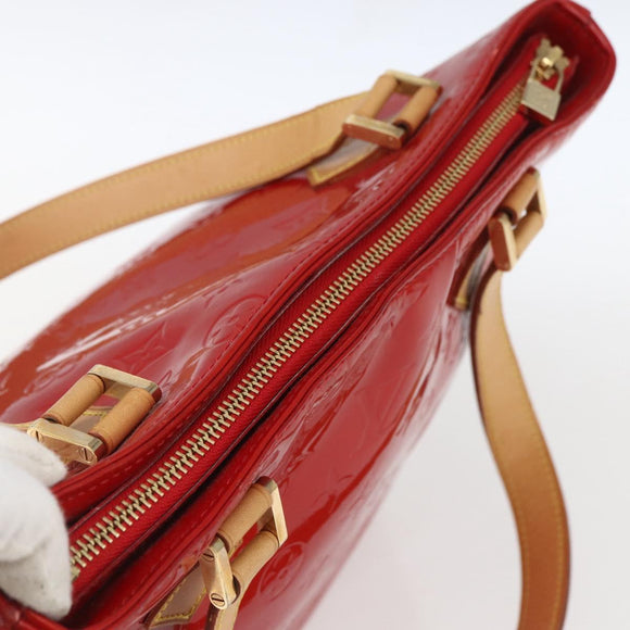 LOUIS VUITTON Monogram Vernis Houston Hand Bag Rouge M91092 LV Auth 161103