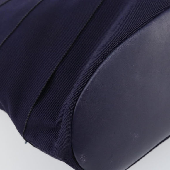 Salvatore Ferragamo Vala Chain Shoulder Bag Canvas Navy Gold Auth 161104