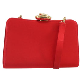 GUCCI Shoulder Bag Satin Red Gold 005 406 0284 Auth 161107V
