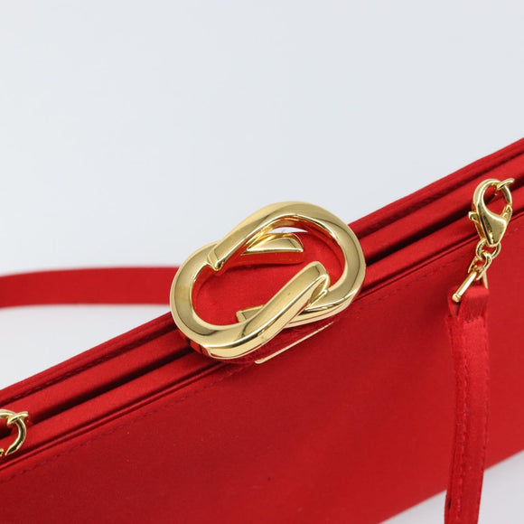 GUCCI Shoulder Bag Satin Red Gold 005 406 0284 Auth 161107V