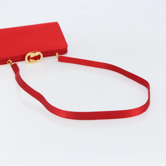 GUCCI Shoulder Bag Satin Red Gold 005 406 0284 Auth 161107V
