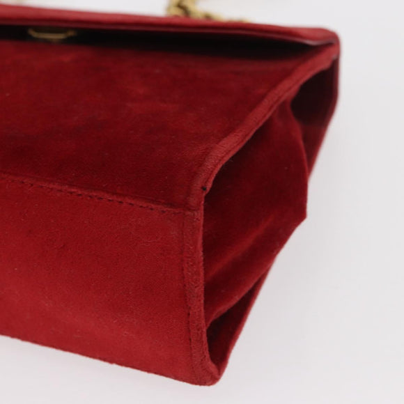 LOEWE Shoulder Bag Velor Red Gold Auth 161108