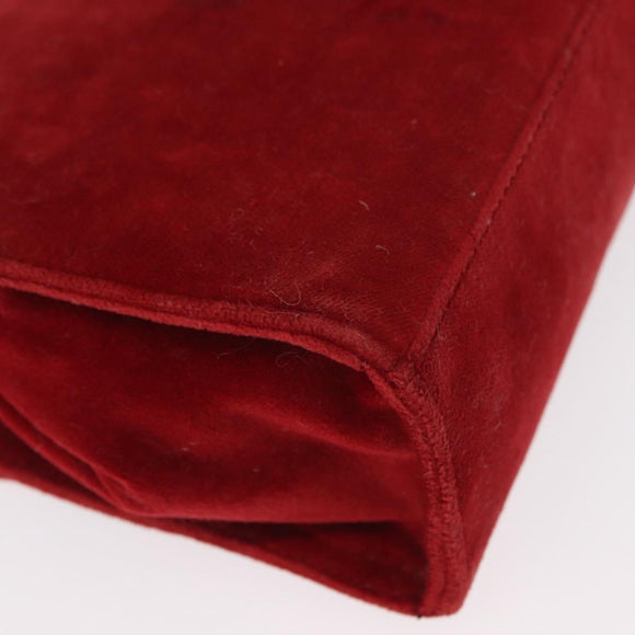 LOEWE Shoulder Bag Velor Red Gold Auth 161108