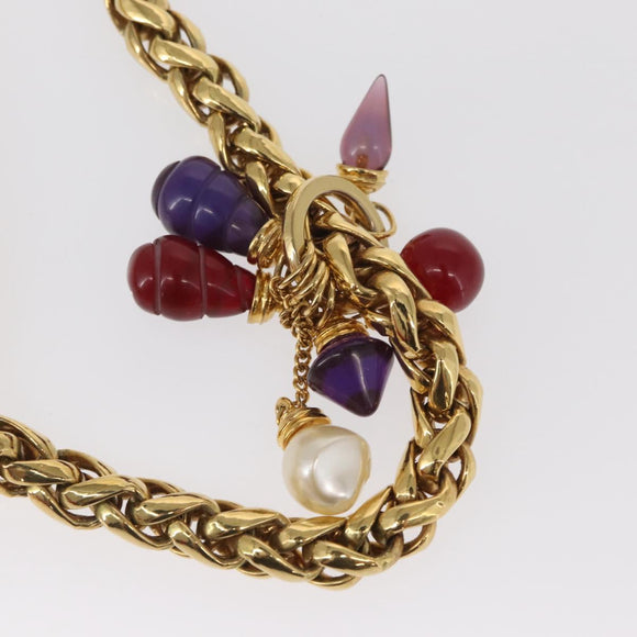 LOEWE Shoulder Bag Velor Red Gold Auth 161108