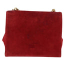 LOEWE Shoulder Bag Velor Red Gold Auth 161108-2