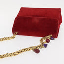 LOEWE Shoulder Bag Velor Red Gold Auth 161108-6