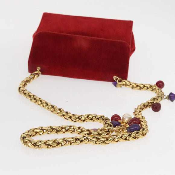 LOEWE Shoulder Bag Velor Red Gold Auth 161108