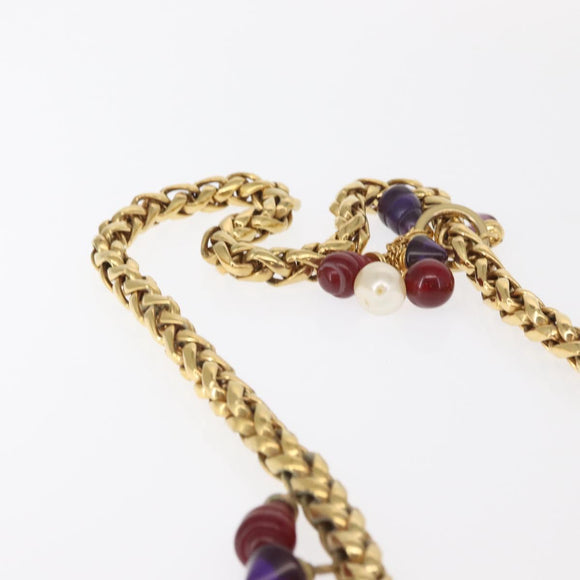 LOEWE Shoulder Bag Velor Red Gold Auth 161108