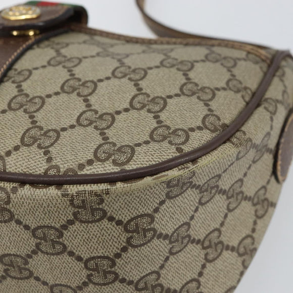 GUCCI GG Supreme Web Sherry Line Bag PVC Beige Gold 89 02 032 Auth 161109
