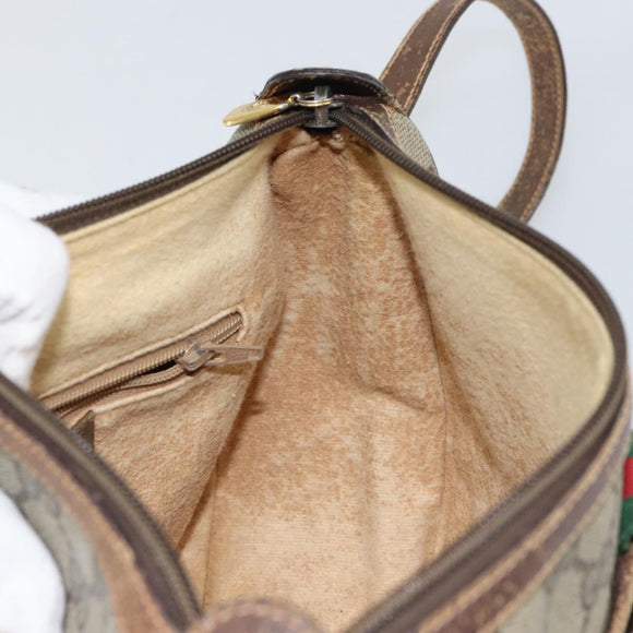 GUCCI GG Supreme Web Sherry Line Bag PVC Beige Gold 89 02 032 Auth 161109