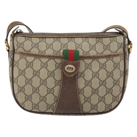 GUCCI GG Supreme Web Sherry Line Bag PVC Beige Gold 89 02 032 Auth 161109 - 0