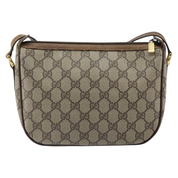 GUCCI GG Supreme Web Sherry Line Bag PVC Beige Gold 89 02 032 Auth 161109
