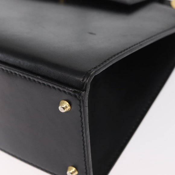 CELINE Circle Shoulder Bag Leather Black Gold Auth 161116