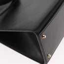 CELINE Circle Shoulder Bag Leather Black Gold Auth 161116-12
