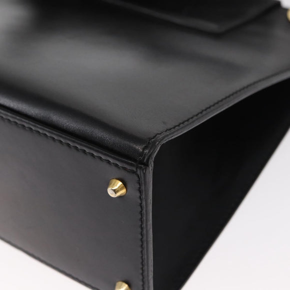 CELINE Circle Shoulder Bag Leather Black Gold Auth 161116