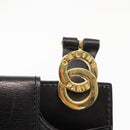 CELINE Circle Shoulder Bag Leather Black Gold Auth 161116-14