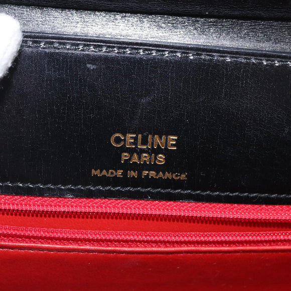 CELINE Circle Shoulder Bag Leather Black Gold Auth 161116
