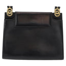 CELINE Circle Shoulder Bag Leather Black Gold Auth 161116-2
