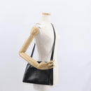 CELINE Circle Shoulder Bag Leather Black Gold Auth 161116-20