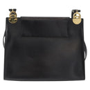 CELINE Circle Shoulder Bag Leather Black Gold Auth 161116-3