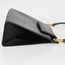 CELINE Circle Shoulder Bag Leather Black Gold Auth 161116-4