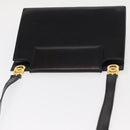 CELINE Circle Shoulder Bag Leather Black Gold Auth 161116-6