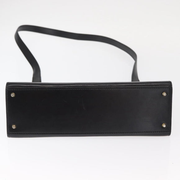 CELINE Circle Shoulder Bag Leather Black Gold Auth 161116