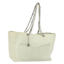 CHANEL Mademoiselle Chain Shoulder Bag Lamb Skin Ivory Silver CC Auth 161117-1