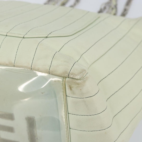 CHANEL Mademoiselle Chain Shoulder Bag Lamb Skin Ivory Silver CC Auth 161117