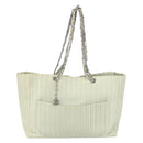 CHANEL Mademoiselle Chain Shoulder Bag Lamb Skin Ivory Silver CC Auth 161117-2