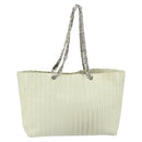 CHANEL Mademoiselle Chain Shoulder Bag Lamb Skin Ivory Silver CC Auth 161117-3