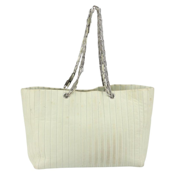 CHANEL Mademoiselle Chain Shoulder Bag Lamb Skin Ivory Silver CC Auth 161117