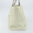CHANEL Mademoiselle Chain Shoulder Bag Lamb Skin Ivory Silver CC Auth 161117-4