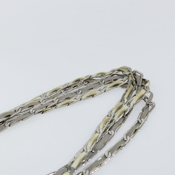 CHANEL Mademoiselle Chain Shoulder Bag Lamb Skin Ivory Silver CC Auth 161117