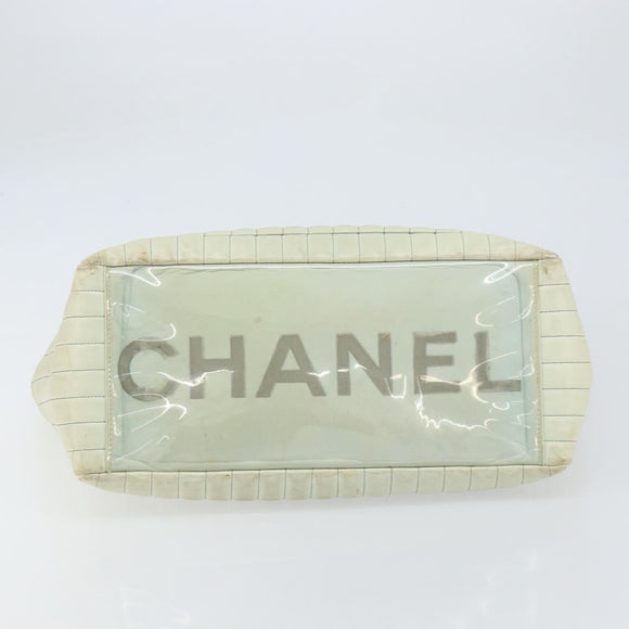 CHANEL Mademoiselle Chain Shoulder Bag Lamb Skin Ivory Silver CC Auth 161117