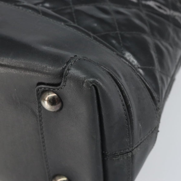 CHANEL Matelasse Tote Bag PVC Canvas Black CC Auth 161119