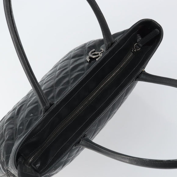 CHANEL Matelasse Tote Bag PVC Canvas Black CC Auth 161119