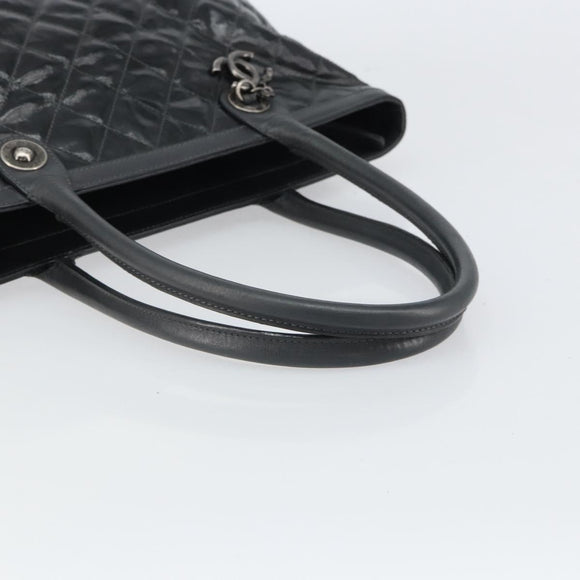 CHANEL Matelasse Tote Bag PVC Canvas Black CC Auth 161119