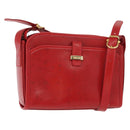 CELINE Shoulder Bag Leather Red Gold Auth 161123-1