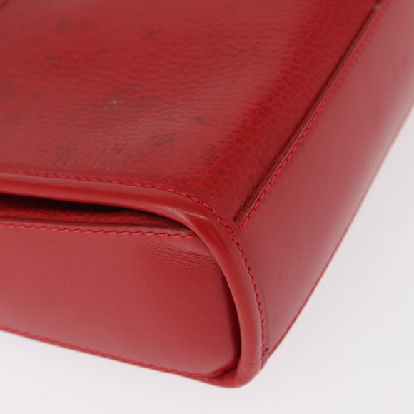 CELINE Shoulder Bag Leather Red Gold Auth 161123