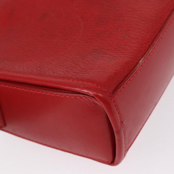 CELINE Shoulder Bag Leather Red Gold Auth 161123