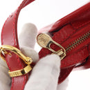 CELINE Shoulder Bag Leather Red Gold Auth 161123-10