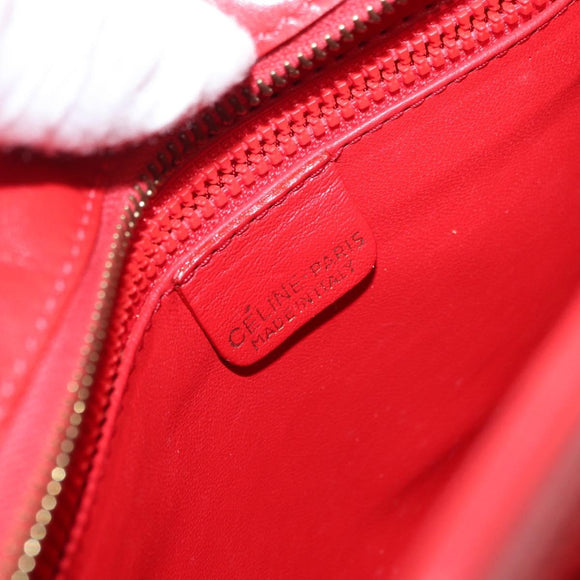 CELINE Shoulder Bag Leather Red Gold Auth 161123