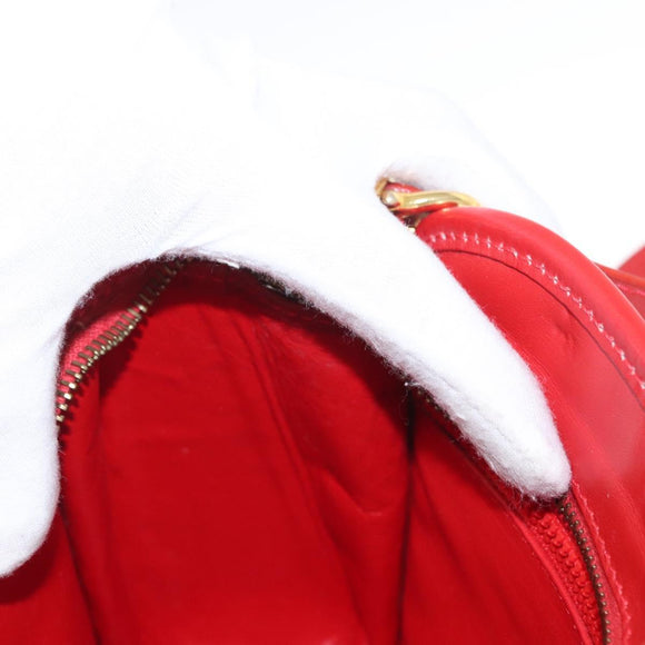 CELINE Shoulder Bag Leather Red Gold Auth 161123