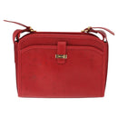 CELINE Shoulder Bag Leather Red Gold Auth 161123-13