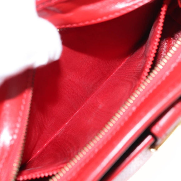 CELINE Shoulder Bag Leather Red Gold Auth 161123