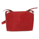 CELINE Shoulder Bag Leather Red Gold Auth 161123-2