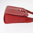 CELINE Shoulder Bag Leather Red Gold Auth 161123-3