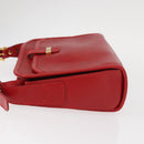 CELINE Shoulder Bag Leather Red Gold Auth 161123-4